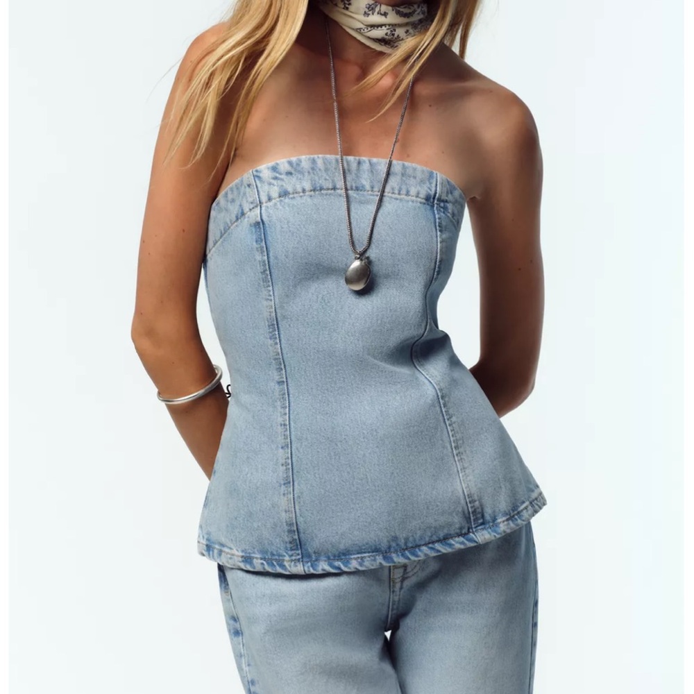 Zara Denim Strapless Top
